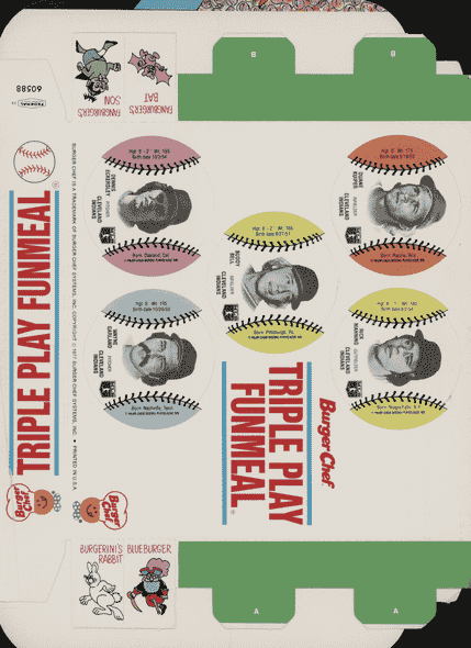 1977 Burger Chef Triple Play FunMeal Promo Box Dennis Eckersley+ front of card
