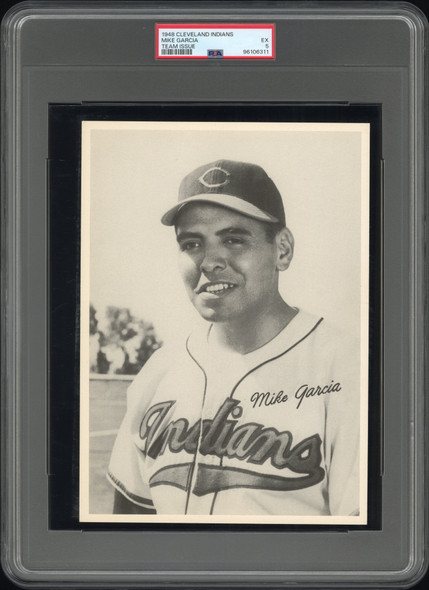 1948 Cleveland Indians Team-Issued Photo Mike Garcia PSA 5 front of card