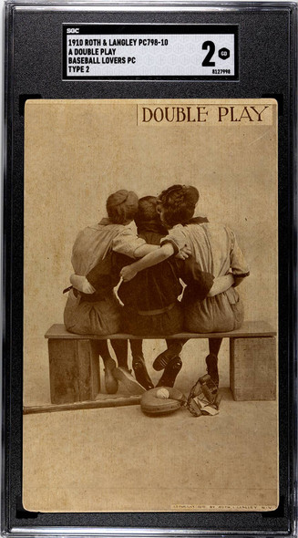 1910 Roth & Langley PC798-10 A Double Play Type 2 Baseball Lovers SGC 2 front of card