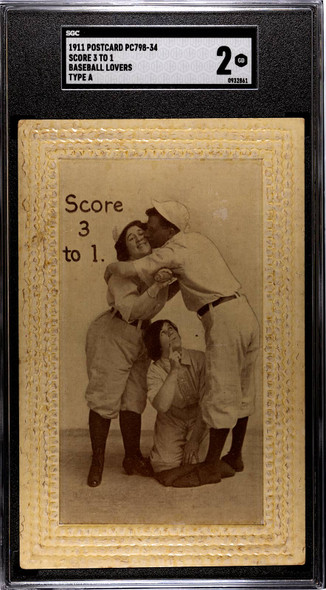 1911 PC798-34 Score 3 To 1 Type A Baseball Lovers SGC 2 front of card