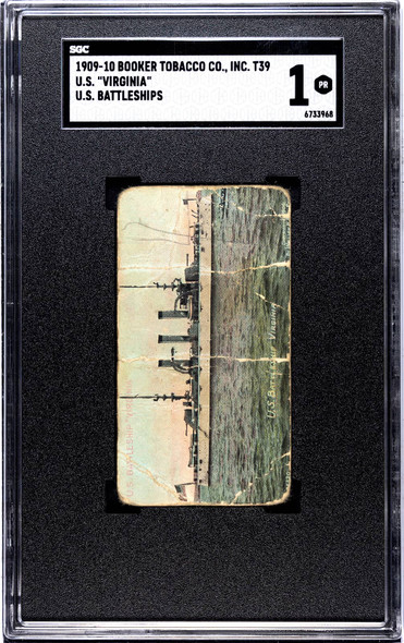 1909-10 Booker Tobacco Co. Inc. T39 U.S. Virginia U.S. Battleships Backstamp SGC 1 front of card