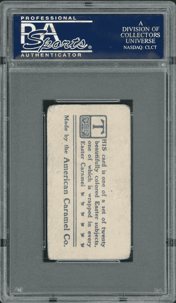 1910 E45 American Caramel 4 Chicks on a Fence Easter Subjects PSA 1.5 back of card