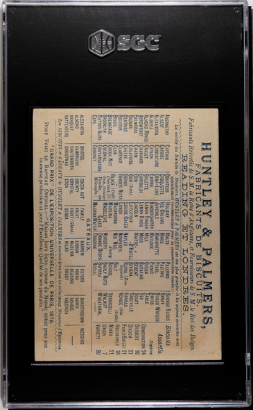 1878 Huntley & Palmers Biscuits Cricket Type 1 Sports SGC 4 back of card