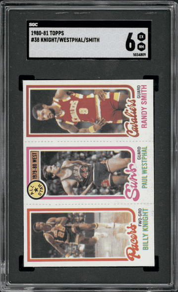 1980-81 Topps Billy Knight, Paul Westphal and Randy Smith #38 Paul Westphal HOF SGC 6 front of card