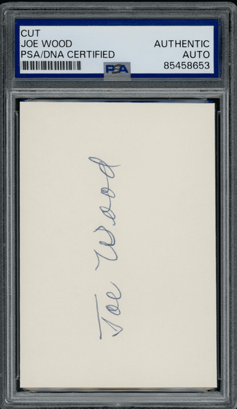 Cut Auto Joe Wood Boston Red Sox In Person Autograph PSA Authentic 653 front of cut autograph