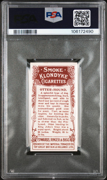1908 Edwards, Ringer & Bigg Otter-Hound #4 Dog Series Factory No. Klondyke Back PSA 4 back of card