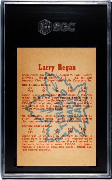 1960-61 Parkhurst Larry Regan #13 Toronto Maple Leafs SGC 6 back of card