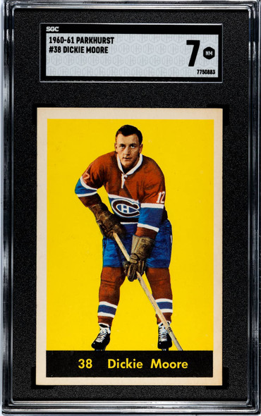 1960-61 Parkhurst Dickie Moore #38 Montreal Canadiens HOF SGC 7 front of card