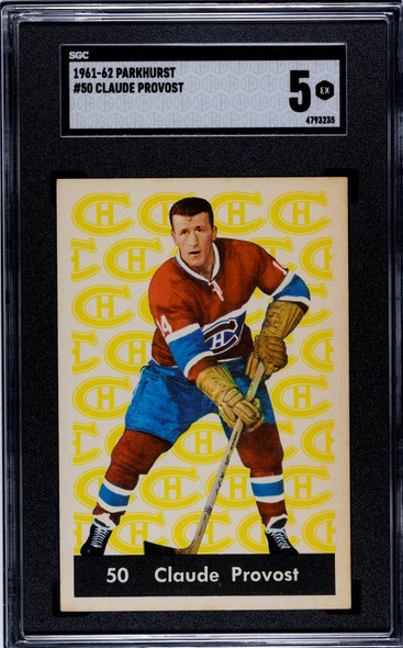 1961-62 Parkhurst Claude Provost #50 Montreal Canadiens SGC 5 front of card