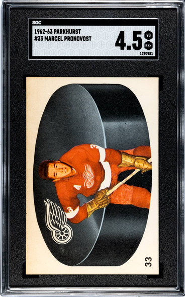 1962-63 Parkhurst Marcel Pronovost #33 Detroit Red Wings HOF SGC 4.5 front of card