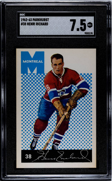 1962-63 Parkhurst Henri Richard #38 Montreal Canadiens HOF SGC 7.5 front of card
