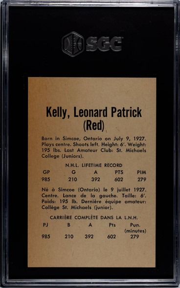 1962-63 Parkhurst Red Kelly #5 Toronto Maple Leafs HOF SGC 5.5 back of card