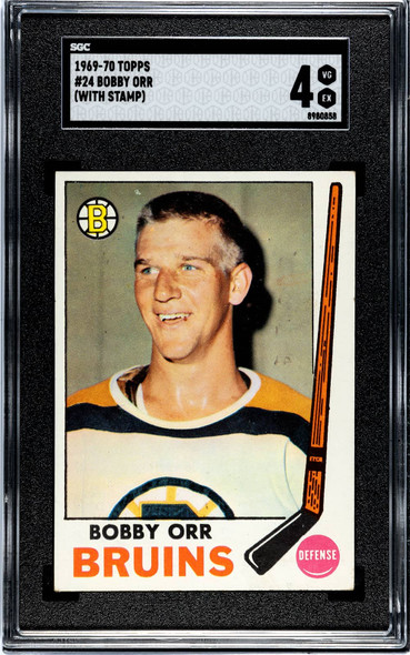 1969-70 Topps Bobby Orr #24 Boston Bruins HOF SGC 4 front of card 1969-70 Topps Bobby Orr #24 Boston Bruins HOF SGC 4 front of card