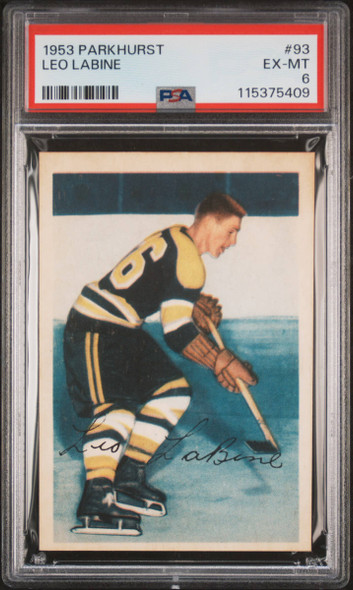 1953 Parkhurst Leo Labine #93 Boston Bruins PSA 6 front of card
