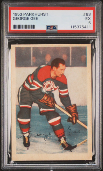 1953 Parkhurst George Gee #83 Chicago Blackhawks PSA 5 front of card
