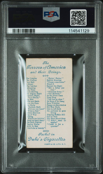 1890 W. Duke, Sons & Co. Missus, Lem'me N88 Terrors Of America PSA 4 back of card