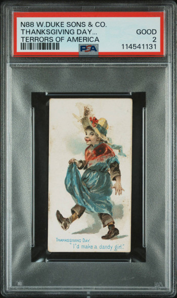 1890 W. Duke, Sons & Co. Thanksgiving Day N88 Terrors Of America PSA 2 front of card