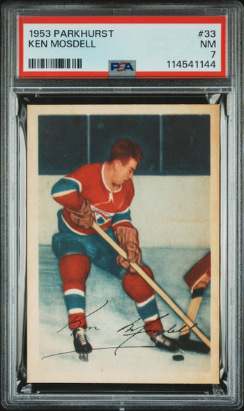 1953 Parkhurst Ken Mosdell #33 Montreal Canadiens PSA 7 front of card