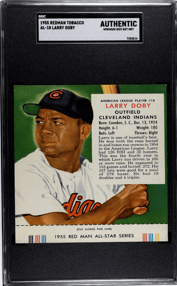 1955 Redman Tobacco Larry Doby #AL-18 Cleveland Indians HOF SGC Authentic front of card