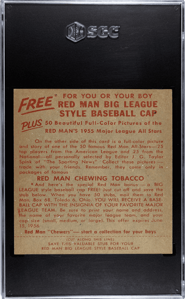 1955 Redman Tobacco Larry Doby #AL-18 Cleveland Indians HOF SGC Authentic back of card