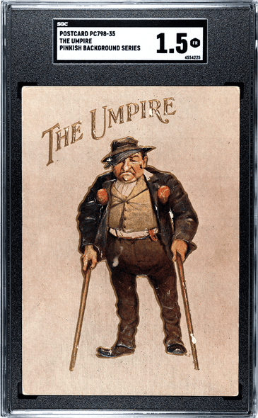 1909 PC798-35 The Umpire Pinkish Background Series Embossed SGC 1.5 front of card