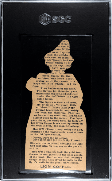 1900 Lion Coffee Hop O My Thumb Childrens Dolls With Stories Without Tab SGC Authentic back of card 1900 Lion Coffee Hop O My Thumb Childrens Dolls With Stories Without Tab SGC Authentic back of card