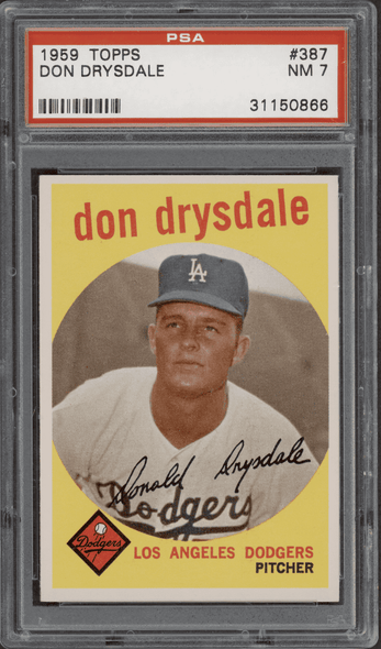 1959 Topps Don Drysdale #387 Los Angeles Dodgers HOF PSA 7 front of card