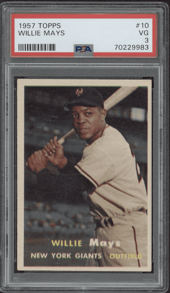 1957 Topps Willie Mays #10 New York Giants HOF PSA 3 front of card