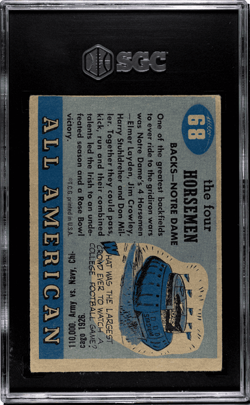 1955 Topps All American The Four Horsemen #68 Notre Dame SGC 2.5 back of card