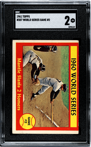 1961 Topps World Series Game 2 #307 New York Yankees HOF SGC 2 front of card