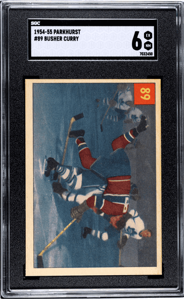 1954-55 Parkhurst Busher Curry #89 Montreal Canadiens SGC 6 front of card