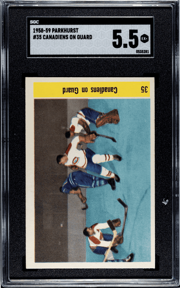 1958-59 Parkhurst Canadiens On Guard #35 Montreal Canadiens SGC 5.5 front of card