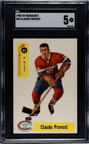 1958-59 Parkhurst Claude Provost #43 Montreal Canadiens SGC 5 front of card