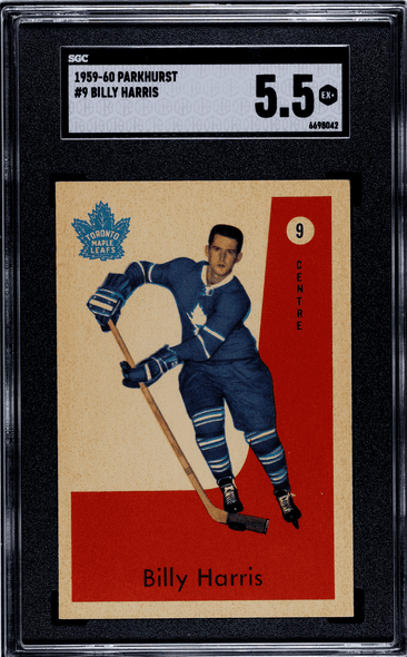 1959-60 Parkhurst Billy Harris #9 Toronto Maple Leafs SGC 5.5 front of card