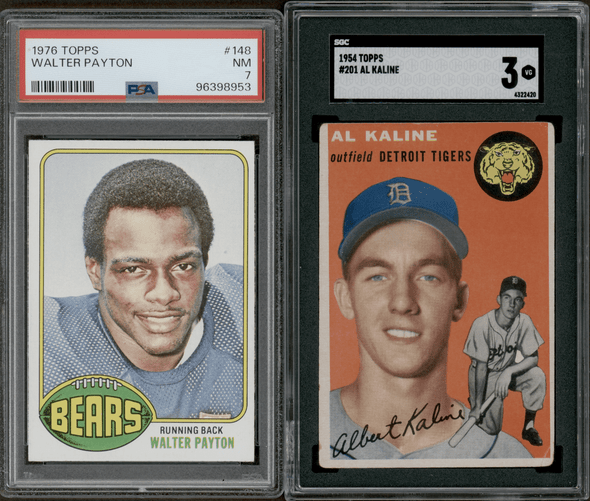PSA 7 1976 Topps #148 Walter Payton & SGC 3 1954 Topps #201 Al Kaline HOF RCs! PSA 7 1976 Topps #148 Walter Payton & SGC 3 1954 Topps #201 Al Kaline HOF RCs!