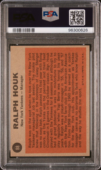1962 Topps Ralph Houk #88 New York Yankees PSA 7.5 back of card 1962 Topps Ralph Houk #88 New York Yankees PSA 7.5 back of card