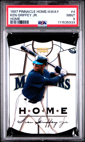 1997 Pinnacle Ken Griffey Jr. #4 Home/Away Home Seattle Mariners HOF PSA 9 front of card