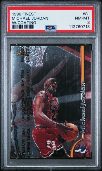 1998 Topps Finest Michael Jordan #81 With Coating Chicago Bulls HOF PSA 8 front of card