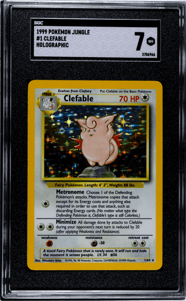 1999 Pokemon Jungle Clefable #1 SGC 7 front of card 1999 Pokemon Jungle Clefable #1 SGC 7 front of card