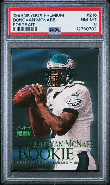 1999 Skybox Premium Donovan McNabb #216 Portrait Philadelphia Eagles RC PSA 8 front of card