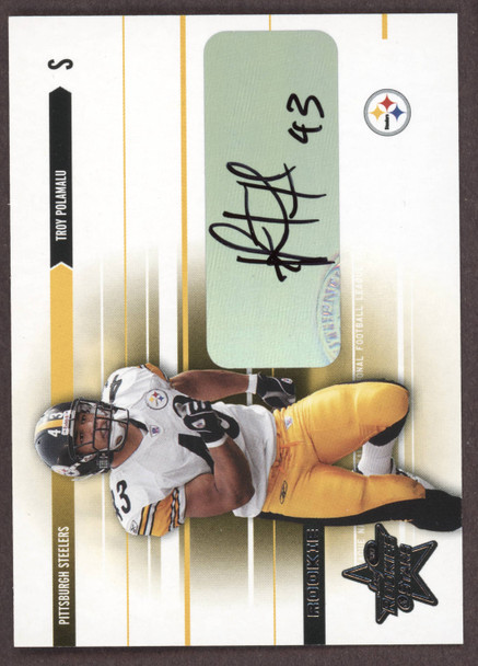 This 2003 Leaf Rookies & Stars Troy Polamalu card is in EX-NM condition. It is 22 years old.