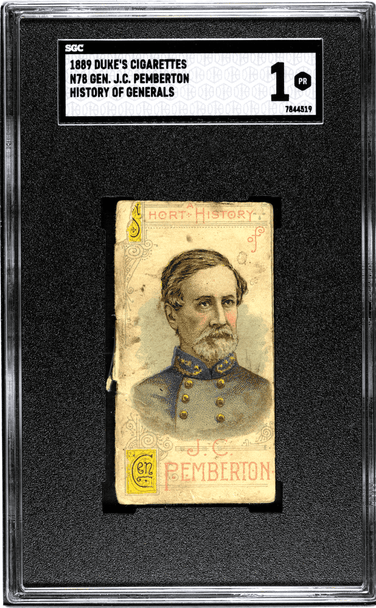 1889 Duke's Cigarettes General JC Pemberton N78 History Of Generals SGC 1 front of card