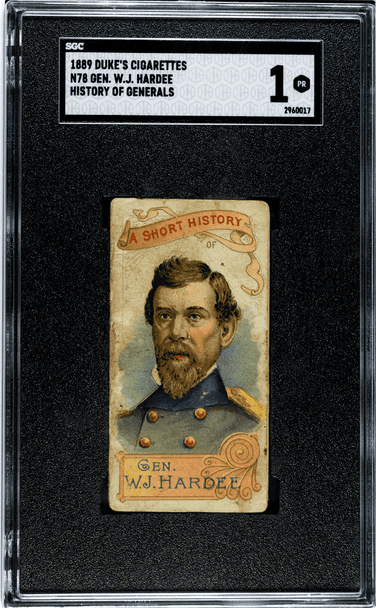 1889 Duke's Cigarettes General W.J. Hardee N78 History Of Generals SGC 1 front of card