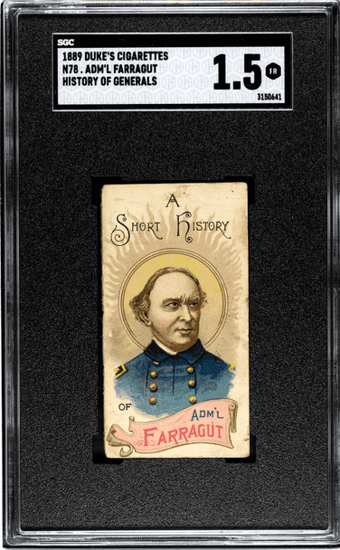 1889 Duke's Cigarettes David Farragut N78 History Of Generals SGC 1.5 front of card