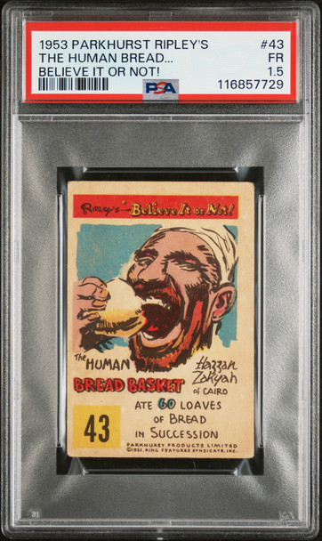 1953 Parkhurst The Human Bread Basket #43 Ripley's Believe It Or Not PSA 1.5 front of card