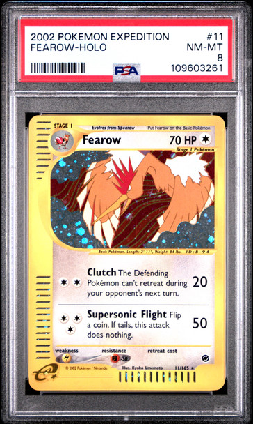 2002 Pokemon Expedition Fearow #11 Holo PSA 8 front of card