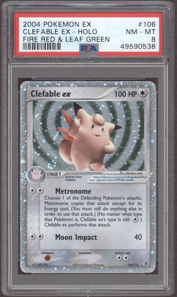 2004 Pokemon Clefable ex #106 Fire Red & Leaf Green Holo PSA 8 front of card