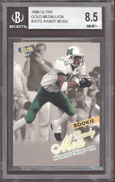 1998 Fleer Ultra Randy Moss #207G Gold Medallion Edition Minnesota Vikings HOF RC BGS 8.5 front of card