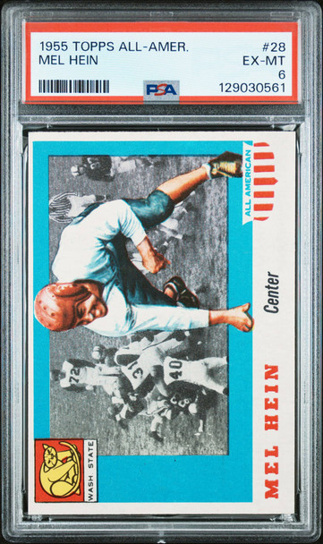 1955 Topps All American Mel Hein #28 Washington State PSA 6 front of card