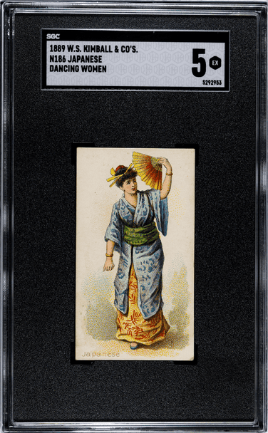 1889 W.S. Kimball & Co. Japanese N186 Dancing Women SGC 5 front of card